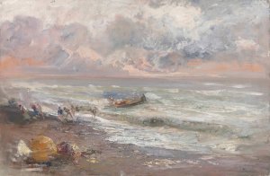 Ritorno dalla Pesca, Bordighera by Pompeo Mariani Oil Painting