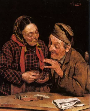 The Money Counter Oil painting by Pompeo Massani