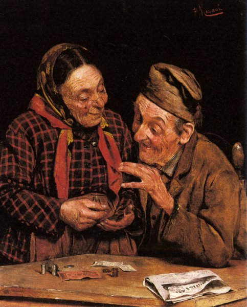 The Money Counter by Pompeo Massani - Hand-Painted Oil Painting Reproduction