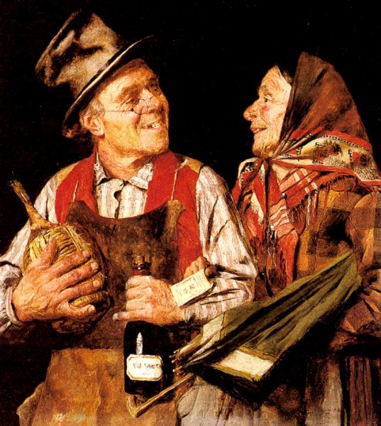 The Wine Merchant by Pompeo Massani - Hand-Painted Oil Painting Reproduction