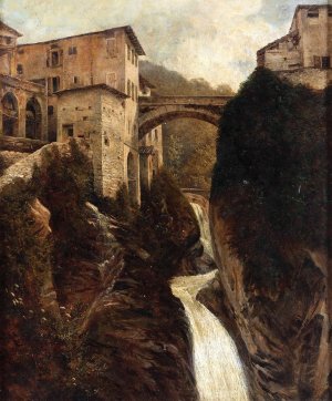 Veduta di Nesso by Pompeo Pozzi Oil Painting