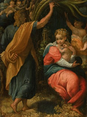 The Rest On The Flight Into Egypt by Pomponio Allegri Oil Painting