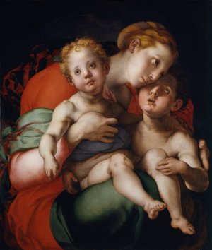 Madonna with Child and the young Saint John by Pontormo (Jacopo Carucci) Oil Painting