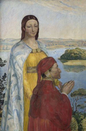 Dante and Beatrice in Paradise by Poul Simon Christiansen Oil Painting