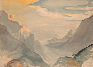 Italiensk bjerglandskab Oil painting by Poul Simon Christiansen