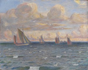 Ships in the Sound Oil painting by Poul Simon Christiansen