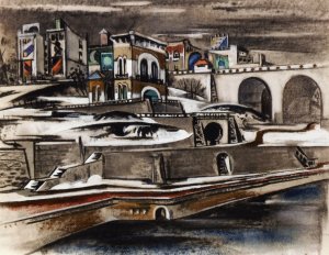 Harlem River Bridge by Preston Dickinson Oil Painting