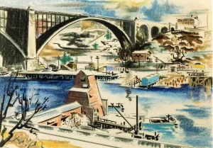 Harlem River painting by Preston Dickinson