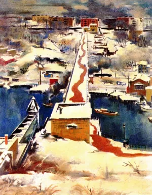 Landscape with Bridge also known as High Bridge Oil painting by Preston Dickinson