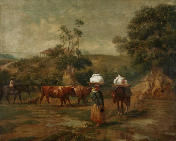 Lavanderas en el bajo de Belgrano  by Prilidiano Pueyrredon - Hand-Painted Oil Painting Reproduction