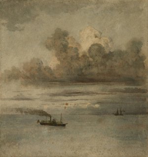 Paisaje con barcos by Prilidiano Pueyrredon Oil Painting