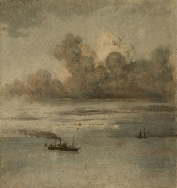 Paisaje con barcos  by Prilidiano Pueyrredon - Hand-Painted Oil Painting Reproduction