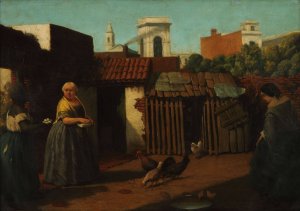 Patio porteno en 1850 by Prilidiano Pueyrredon Oil Painting