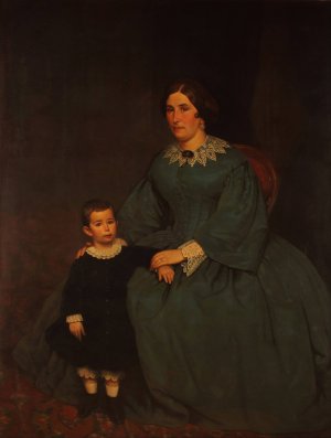 Retrato de Cecilia R. de Peralta Ramos y su hijo by Prilidiano Pueyrredon Oil Painting