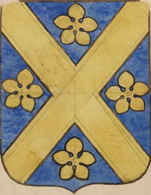 Etude pour un vitrail a motif heraldique; ecusson II Oil painting by Prosper Lafaye