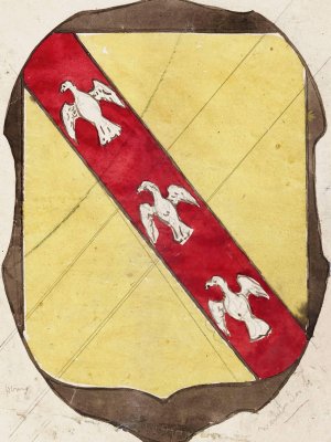 Etude pour un vitrail a motif heraldique; ecusson III Oil painting by Prosper Lafaye