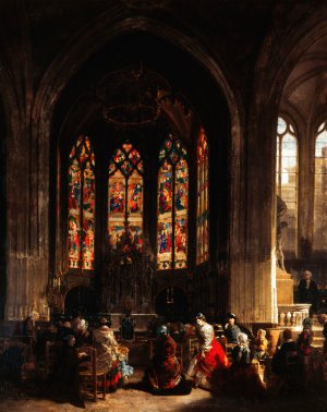 La chapelle de la Vierge a l'eglise Saint-Gervais-Saint-Protais Oil painting by Prosper Lafaye