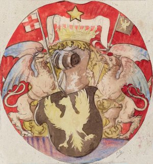 Projet de decor pour un vitrail civil a motif heraldique by Prosper Lafaye Oil Painting