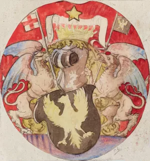 Projet de decor pour un vitrail civil a motif heraldique by Prosper Lafaye Oil Painting