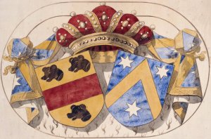 Projet de vitrail civil a decor heraldique Oil painting by Prosper Lafaye