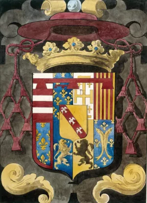 Releve pour un panneau de vitrail heraldique by Prosper Lafaye Oil Painting