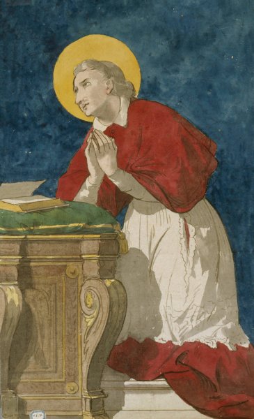 Saint Ecclesiastique en priere by Prosper Lafaye - Hand-Painted Oil Painting Reproduction