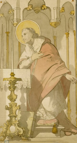 Saint Ecclesiastique en priere by Prosper Lafaye - Hand-Painted Oil Painting Reproduction