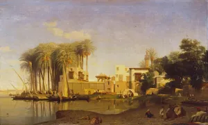 Beni Suef on the Nile by Prosper Marilhat Oil Painting