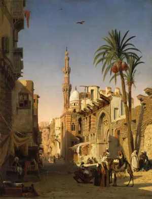 Ezbekiyah Street in Cairo by Prosper Marilhat - Oil Painting Reproduction