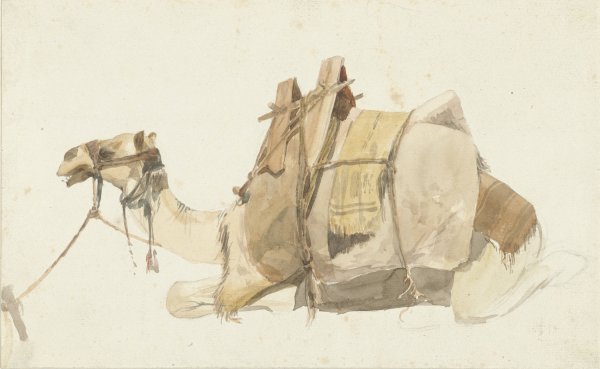 Main Product Photo of Zittende beladen kameel, George Antoine Prosper Marilhat  Painting by Prosper Marilhat