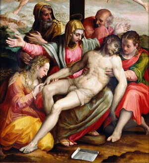 Deposition by Prospero Fontana Oil Painting