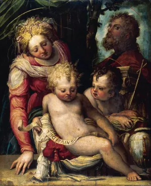 Holy Family with the Infant St John the Baptist by Prospero Fontana Oil Painting