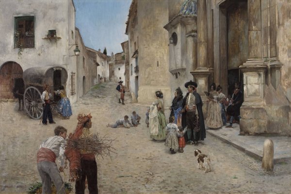 Coming out of Church by Prudencio Herreros Amat - Hand-Painted Oil Painting Reproduction