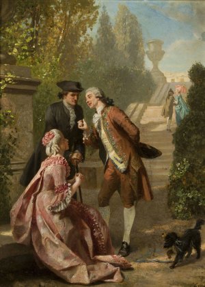 Scene in a park by Prudent-Louis Leray Oil Painting