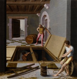 Scene in a Wine Cellar by Pseudo-Felix Chretien Oil Painting