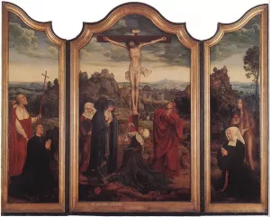 Christ on the Cross with Donors by Quentin Massys - Oil Painting Reproduction