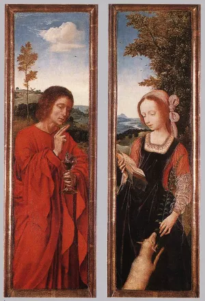 John the Baptist and St Agnes by Quentin Massys - Oil Painting Reproduction