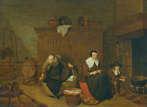 An Interior With a Woman Peeling Turnips by Quirijn Van Brekelenkam Oil Painting
