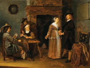 Mixed Company Playing Cards by Quirijn Van Brekelenkam Oil Painting