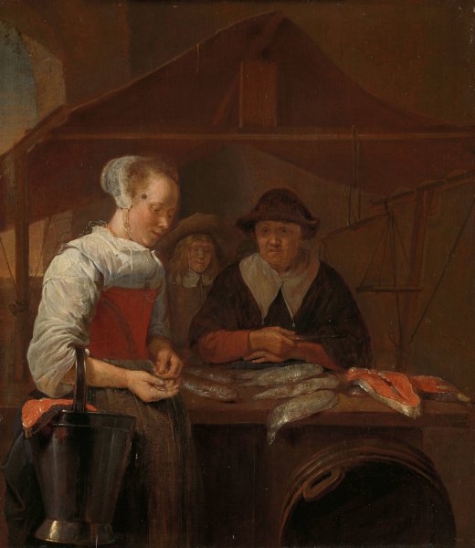 The Fishwife  by Quirijn Van Brekelenkam - Hand-Painted Oil Painting Reproduction