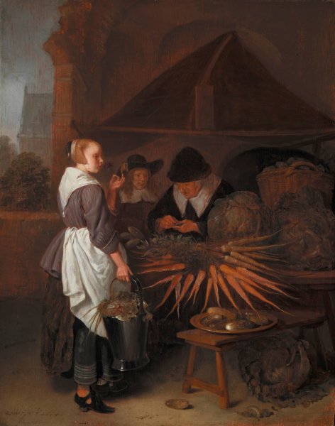 The Vegetable Stall  by Quirijn Van Brekelenkam - Hand-Painted Oil Painting Reproduction