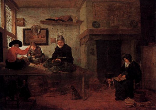 Interior of a Tailor's Shop by Quiringh Van Brekelenkam - Hand-Painted Oil Painting Reproduction