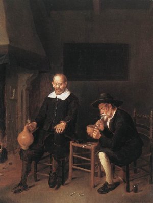 Interior with Two Men by the Fireside