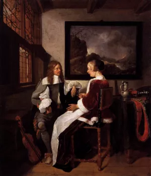 Sentimental Conversation Oil painting by Quiringh Van Brekelenkam