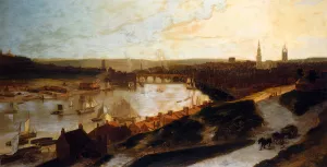 View Of Newcastle On The River Tyne From St Ann's by R. A. Daniell Oil Painting