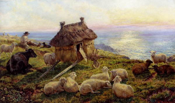 On The Cliffs, Picardy by R.A. Davis - Hand-Painted Oil Painting Reproduction