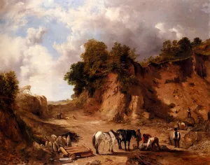 A Stone Quarry by R.A. Frederick Richard Lee - Oil Painting Reproduction