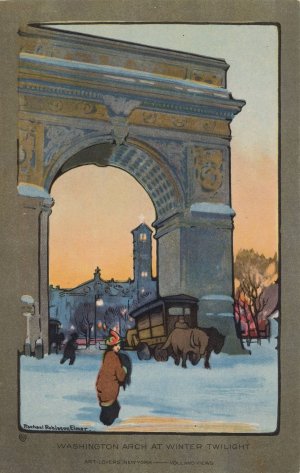 Washington Arch at Winter Twilight by Rachael Robinson Elmer Oil Painting