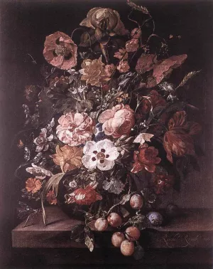 Bouquet in a Glass Vase by Rachel Ruysch Oil Painting