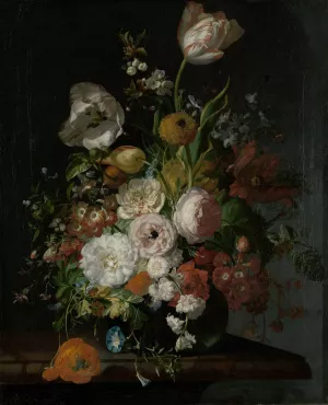 Still Life with Flowers in a Glass Vase by Rachel Ruysch Oil Painting
